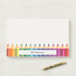 Personalized Teacher's Name Colorful Pencils Post-it® Notes