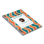 Personalized Teal and Orange Wave Patterned  Notitieboek (Rechterzijde)
