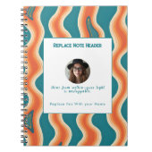 Personalized Teal and Orange Wave Patterned Notitieboek (Voorkant)