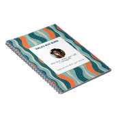 Personalized Teal and Orange Wave Patterned  Notitieboek (Rechterzijde)