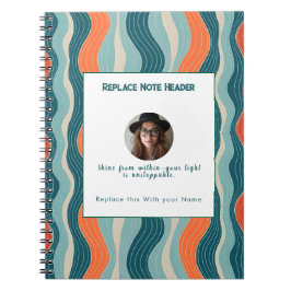 Personalized Teal and Orange Wave Patterned  Notitieboek
