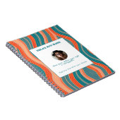 Personalized Teal and Orange Wave Patterned  Notitieboek (Rechterzijde)