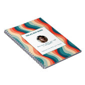 Personalized Teal and Orange Wave Patterned  Notitieboek (Rechterzijde)