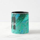 Personalized Teal glitter marble Coffee Mug Mok (Midden)