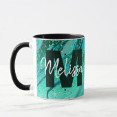 Personalized Teal glitter marble Coffee Mug Mok (Links)