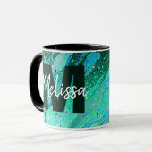 Personalized Teal glitter marble Coffee Mug Mok (Voorkant links)