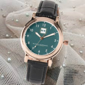 Personalized Teal Minimal custom name green Horloge