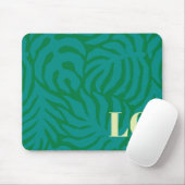 Personalized Teal Palm Leaf Pattern Mouse Pad Muismat (Met muis)
