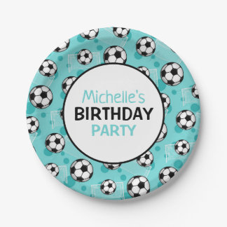 Personalized Teal Soccer Papieren Bordje