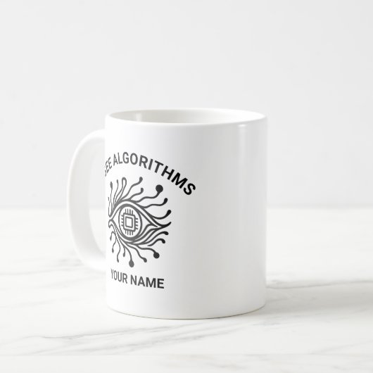 Personalized Tech Mug with Custom Text Koffiemok (Voorkant links)