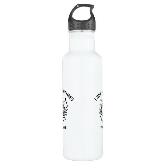 Personalized Tech Water Bottle with Custom Text Waterfles (Voorkant)