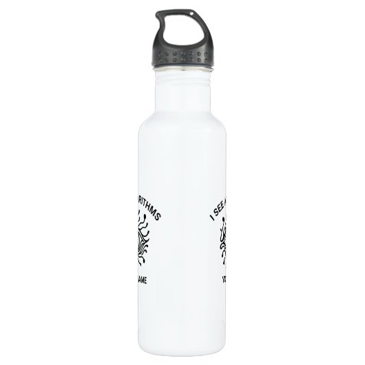 Personalized Tech Water Bottle with Custom Text Waterfles (Achterkant)