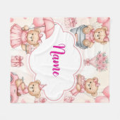Personalized Teddy Bear Baby Blanket with Name Fleece Deken (Voorkant (Horizontaal))