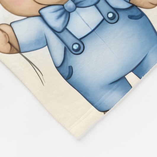 Personalized Teddy Bear Baby Blanket with Name Fleece Deken (Hoek)