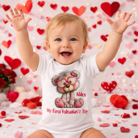Personalized Teddy Bear Baby Bodysuit