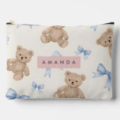 Personalized Teddy Bear & Blue Bow Pattern Etui (Voorkant)