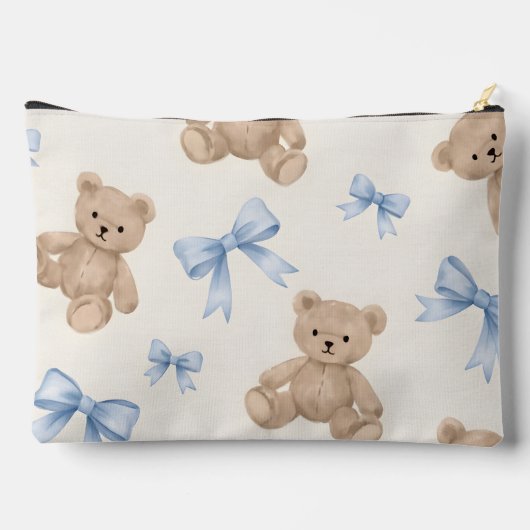 Personalized Teddy Bear & Blue Bow Pattern Etui (Achterkant)