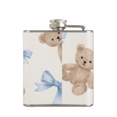 Personalized Teddy Bear & Blue Bow Pattern Heupfles (Achterkant)