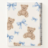 Personalized Teddy Bear & Blue Bow Pattern Notitieboek (Achterkant)