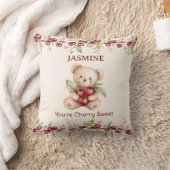 Personalized Teddy Bear Cherry Floral Pillow Kussen (Deken)