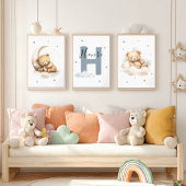 Personalized Teddy Bear Custom Name Nursery Muurkunst Sets