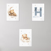 Personalized Teddy Bear Custom Name Nursery Muurkunst Sets (Voorkant)