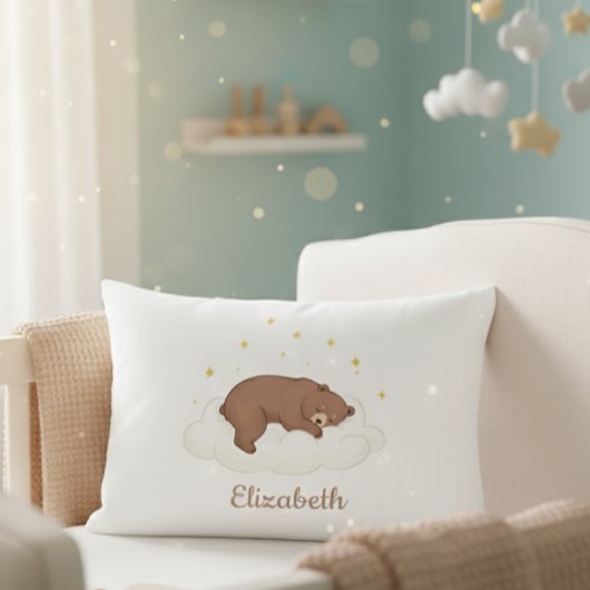 Personalized Teddy Bear Pillow Cover - White Accent Kussen