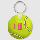Personalized Tennis Ball Keychain with Initials (Voorkant)