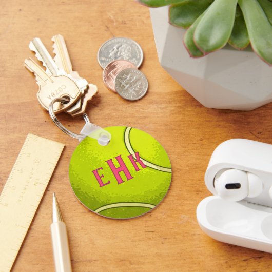 Personalized Tennis Ball Keychain with Initials (Bureau)
