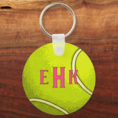 Personalized Tennis Ball Keychain with Initials (Voorkant)