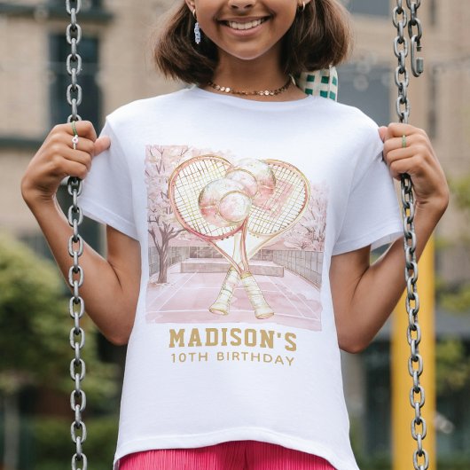 Personalized Tennis Luxury Girl Birthday T-shirt
