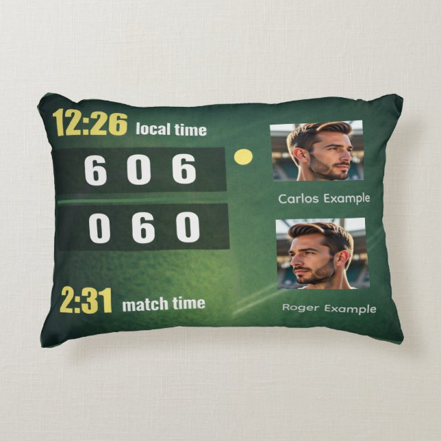 Personalized Tennis Match Scoreboard Accent Kussen (Voorkant)