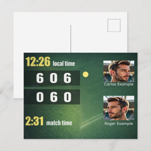 Personalized Tennis Scoreboard – Custom Match Briefkaart (Voorkant / Achterkant)