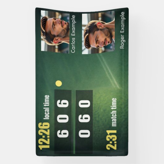 Personalized Tennis Scoreboard – Custom Match Spandoek (Verticaal)