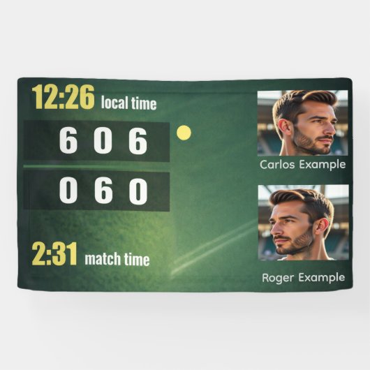 Personalized Tennis Scoreboard – Custom Match Spandoek (Horizontaal)