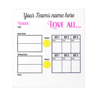 Personalized Tennis Team Scoresheets Notitieblok