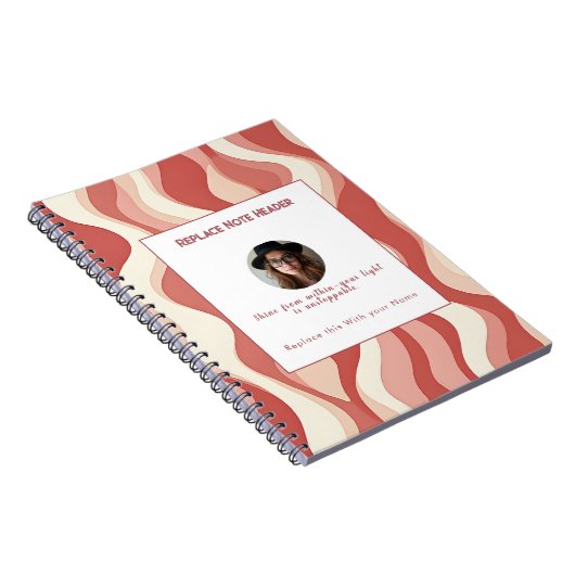 Personalized Terra Cota and Cream Wave Patterned  Notitieboek (Rechterzijde)