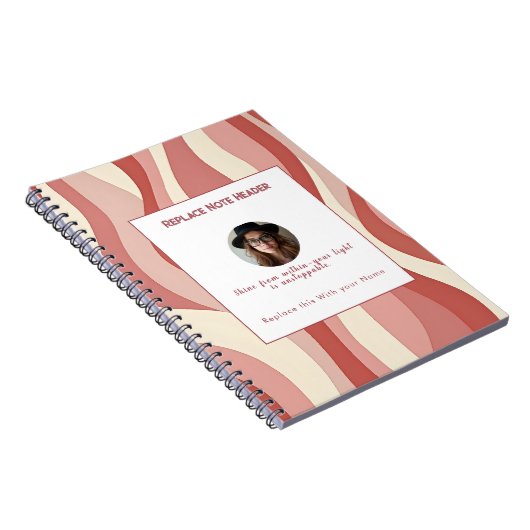 Personalized Terra Cota and Cream Wave Patterned  Notitieboek (Rechterzijde)