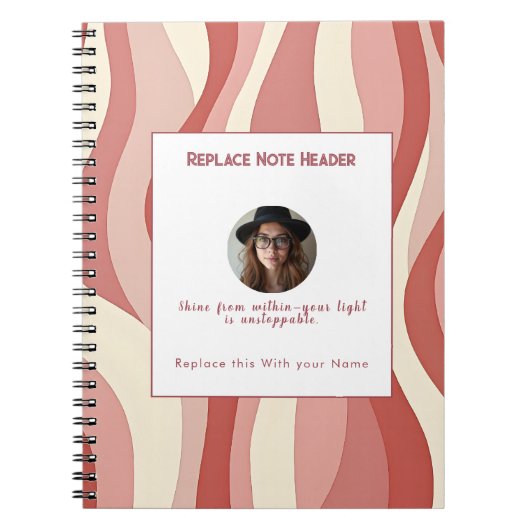 Personalized Terra Cota and Cream Wave Patterned  Notitieboek (Voorkant)