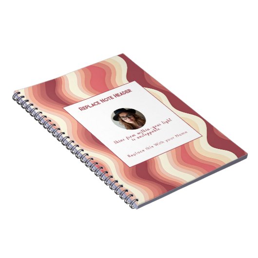 Personalized Terra Cota and Cream Wave Patterned Notitieboek (Rechterzijde)