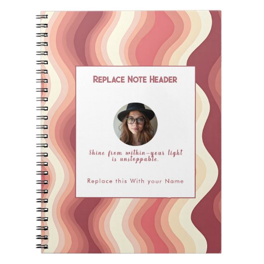 Personalized Terra Cota and Cream Wave Patterned Notitieboek (Voorkant)