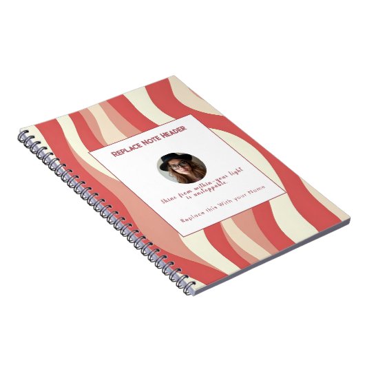 Personalized Terra Cota and Cream Wave Patterned  Notitieboek (Rechterzijde)