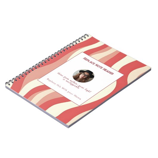 Personalized Terra Cota and Cream Wave Patterned  Notitieboek (Linkerzijde)