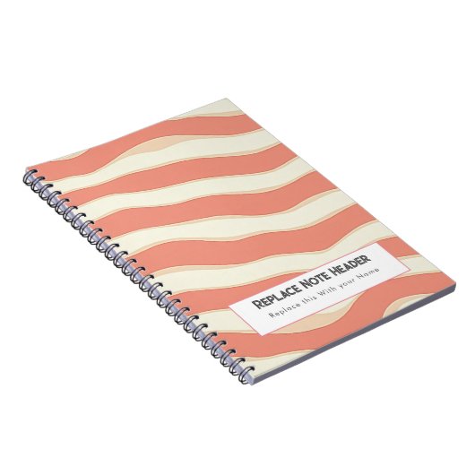 Personalized Terra Cotta and Cream Wave Patterned  Notitieboek (Rechterzijde)