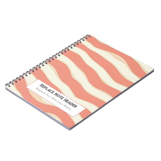 Personalized Terra Cotta and Cream Wave Patterned  Notitieboek (Linkerzijde)