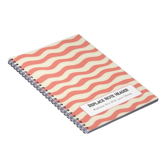 Personalized Terra Cotta and Cream Wave Patterned  Notitieboek (Rechterzijde)