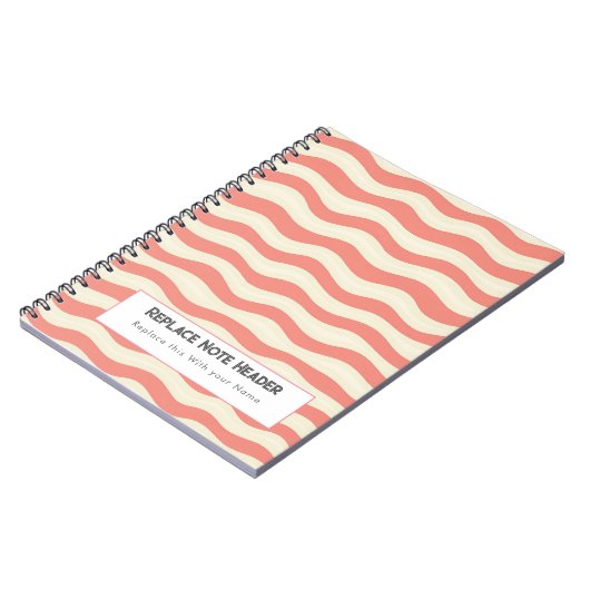 Personalized Terra Cotta and Cream Wave Patterned Notitieboek (Linkerzijde)