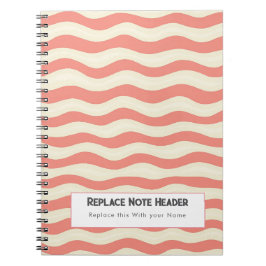 Personalized Terra Cotta and Cream Wave Patterned  Notitieboek