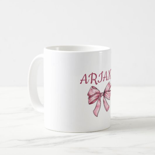Personalized  text Pink Bow Mug  Koffiemok (Voorkant links)