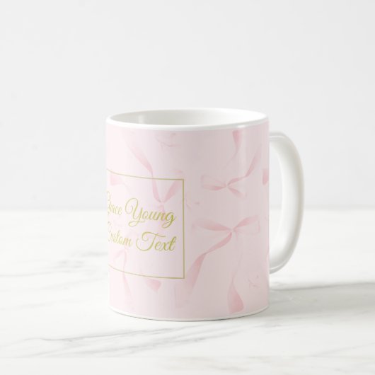 Personalized Text Pink Ribbon Pattern Design Koffiemok (Voorkant rechts)